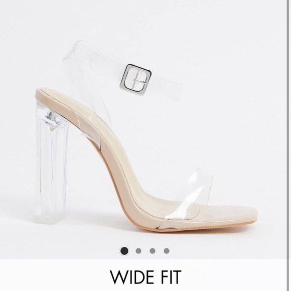 Public Desire Wide Fit Tribute Clear Sandals - WORN ONCE - Picture 1 of 3